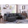 Lilola Home Cooper Dark Gray Linen 5Pc Sectional Sofa Chaise with Ottoman and Cupholder 89132-6B
