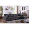Lilola Home Cooper Dark Gray Linen 5Pc Sectional Sofa Chaise with Cupholder 89132-9
