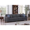 Lilola Home Cooper Stone Gray Woven Fabric 4-Seater Sofa with Cupholder 89133-15
