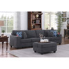 Lilola Home Cooper Stone Gray Woven Fabric 4-Seater Sofa with Ottoman and Cupholder 89133-16A
