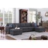 Lilola Home Cooper Stone Gray Woven Fabric 5-Seater Sofa with 2 Ottomans and Cupholder 89133-20B
