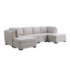 Lilola Home Kristin Light Gray Linen Fabric Reversible Sectional Sofa with 2 Ottomans 88020-3
