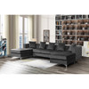 Lilola Home Ryan Dark Gray Velvet Double Chaise Sectional Sofa with Nail-Head Trim 87841