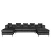 Lilola Home Ryan Dark Gray Velvet Double Chaise Sectional Sofa with Nail-Head Trim 87841