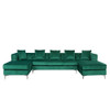 Lilola Home Ryan Green Velvet Double Chaise Sectional Sofa with Nail-Head Trim 87841GN