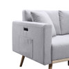 Lilola Home Easton Light Gray Linen Fabric Sofa with USB Charging Ports Pockets & Pillows 81370LG-S