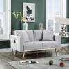 Lilola Home Easton Light Gray Linen Fabric Loveseat with USB Charging Ports Pockets & Pillows 81370LG-L