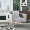 Lilola Home Easton Light Gray Linen Fabric Chair with USB Charging Ports Pockets & Pillows 81370LG-C
