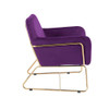 Lilola Home Keira Purple Velvet Accent Chair with Metal Base 88876PE