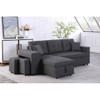 Lilola Home Dennis Dark Gray Linen Fabric Reversible Sleeper Sectional with Storage Chaise and 2 Stools 81365