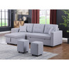 Lilola Home Dennis Light Gray Linen Fabric Reversible Sleeper Sectional with Storage Chaise and 2 Stools 81366