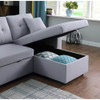 Lilola Home Dennis Light Gray Linen Fabric Reversible Sleeper Sectional with Storage Chaise and 2 Stools 81366