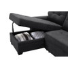 Lilola Home Kinsley Dark Gray Woven Fabric Sleeper Sectional Sofa Chaise with USB Charger and Tablet Pocket 881384