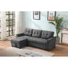 Lilola Home Kinsley Gray Woven Fabric Sleeper Sectional Sofa Chaise with USB Charger and Tablet Pocket 881388