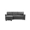 Lilola Home Kinsley Gray Woven Fabric Sleeper Sectional Sofa Chaise with USB Charger and Tablet Pocket 881388