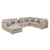 Lilola Home Lucy Beige Fabric Reversible Modular Sectional Sofa with USB Console and Ottoman 889820-6A