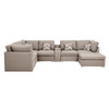 Lilola Home Lucy Beige Fabric Reversible Modular Sectional Sofa with USB Console and Ottoman 889820-6A