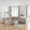 Lilola Home Lucy Beige Fabric Reversible Modular Sectional Sofa with USB Console and Ottoman 889820-6B