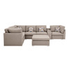 Lilola Home Lucy Beige Fabric Reversible Modular Sectional Sofa with USB Console and Ottoman 889820-6B