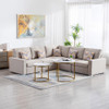 Lilola Home Nolan Beige Linen Fabric 5Pc Reversible Sectional Sofa with Pillows and Interchangeable Legs 89420-1