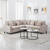 Lilola Home Nolan Beige Linen Fabric 5Pc Reversible Sectional Sofa with Pillows and Interchangeable Legs 89420-1