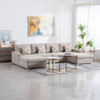 Lilola Home Nolan Beige Linen Fabric 4Pc Double Chaise Sectional Sofa with Pillows and Interchangeable Legs 89420-9