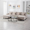 Lilola Home Nolan Beige Linen Fabric 4Pc Double Chaise Sectional Sofa with Pillows and Interchangeable Legs 89420-9