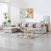 Lilola Home Nolan Beige Linen Fabric 4Pc Reversible Sectional Sofa Chaise with Pillows and Interchangeable Legs 89420-11A