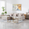 Lilola Home Nolan Beige Linen Fabric 3Pc Reversible Sectional Sofa Chaise with Pillows and Interchangeable Legs 89420-12A