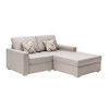 Lilola Home Nolan Beige Linen Fabric 2-Seater Reversible Sofa Chaise with Pillows and Interchangeable Legs 89420-13A