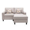 Lilola Home Nolan Beige Linen Fabric 2-Seater Reversible Sofa Chaise with Pillows and Interchangeable Legs 89420-13A