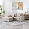 Lilola Home Nolan Beige Linen Fabric 2-Seater Reversible Sofa Chaise with Pillows and Interchangeable Legs 89420-13B