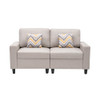 Lilola Home Nolan Beige Linen Fabric Loveseat with Pillows and Interchangeable Legs 89420-15