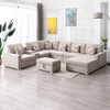 Lilola Home Nolan Beige Linen Fabric 8Pc Reversible Chaise Sectional Sofa 89420-18A