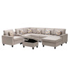 Lilola Home Nolan Beige Linen Fabric 8Pc Reversible Chaise Sectional Sofa 89420-18A