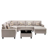 Lilola Home Nolan Beige Linen Fabric 8Pc Reversible Chaise Sectional Sofa 89420-18A