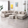 Lilola Home Nolan Beige Linen Fabric 8Pc Reversible Chaise Sectional Sofa 89420-19A