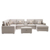 Lilola Home Nolan Beige Linen Fabric 8Pc Reversible Chaise Sectional Sofa 89420-19A