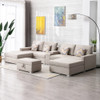 Lilola Home Nolan Beige Linen Fabric 6Pc Double Chaise Sectional Sofa 89420-25