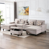 Lilola Home Nolan Beige Linen Fabric 6Pc Double Chaise Sectional Sofa 89420-25