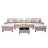 Lilola Home Nolan Beige Linen Fabric 6Pc Double Chaise Sectional Sofa 89420-25