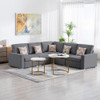 Lilola Home Nolan Gray Linen Fabric 5Pc Reversible Sectional Sofa with Pillows and Interchangeable Legs 89425-1