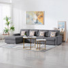 Lilola Home Nolan Gray Linen Fabric 4Pc Reversible Sectional Sofa Chaise with Pillows and Interchangeable Legs 89425-11A