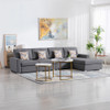 Lilola Home Nolan Gray Linen Fabric 4Pc Reversible Sectional Sofa Chaise with Pillows and Interchangeable Legs 89425-11B