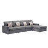 Lilola Home Nolan Gray Linen Fabric 4Pc Reversible Sectional Sofa Chaise with Pillows and Interchangeable Legs 89425-11B