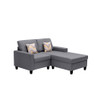 Lilola Home Nolan Gray Linen Fabric 2-Seater Reversible Sofa Chaise with Pillows and Interchangeable Legs 89425-13A