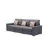 Lilola Home Nolan Gray Linen Fabric Sofa with Pillows and Interchangeable Legs 89425-14