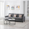 Lilola Home Nolan Gray Linen Fabric Sofa with Pillows and Interchangeable Legs 89425-14