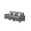 Lilola Home Nolan Gray Linen Fabric Sofa with Pillows and Interchangeable Legs 89425-14