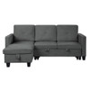 Lilola Home Nova Dark Gray Velvet Reversible Sleeper Sectional Sofa with Storage Chaise 89332DG